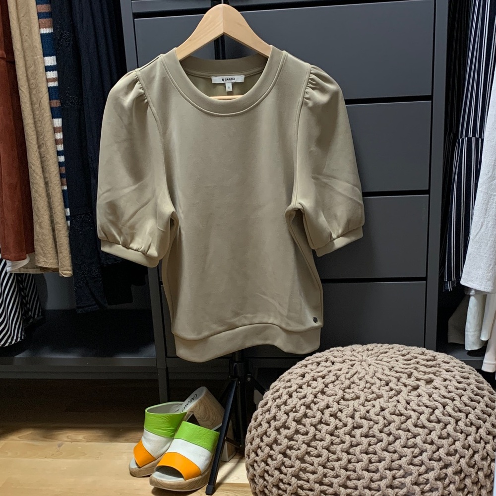 GARCIA- Tan Puff Sleeve Top
